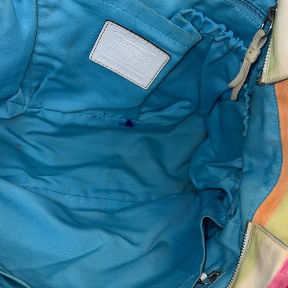 Coach Purse Handbag Hampton Stripe Watercolor Baby or Overnight Weekend Bag Tote - Picture 15 of 16